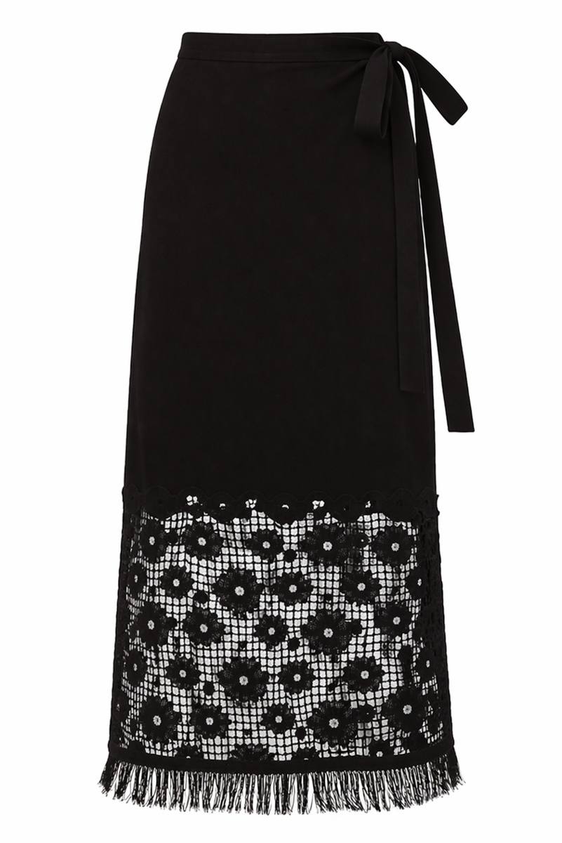 Запаска фартух джинсова з мереживом чорна фото